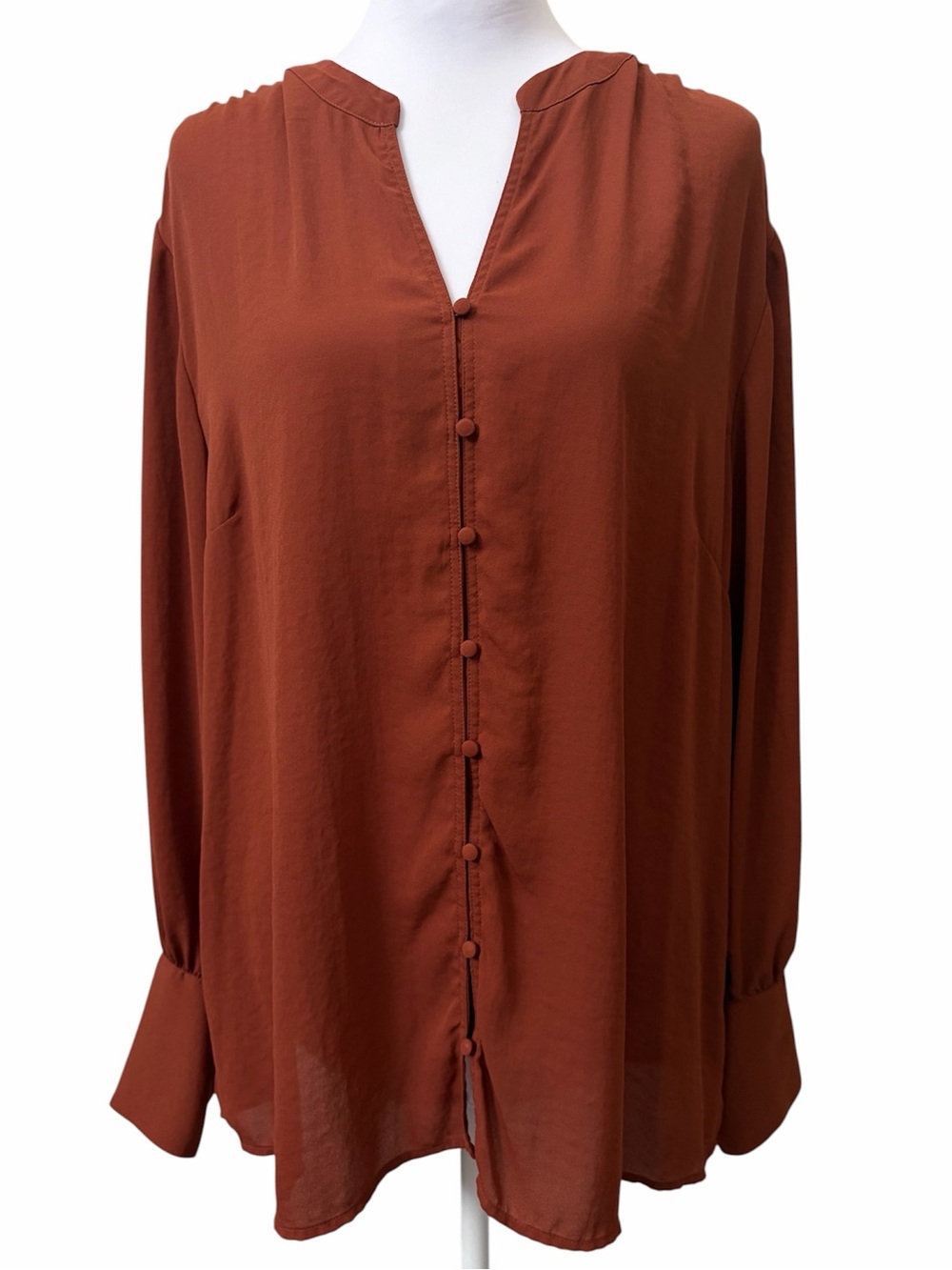Maurices Rust Button Front Long Sleeve Blouse XXL Fall Office